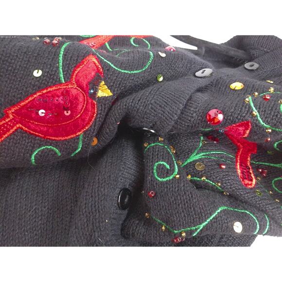 Vintage Kim Rogers Sweater Vest Cardinals Sequins Holiday Size Medium New - Picture 8 of 9